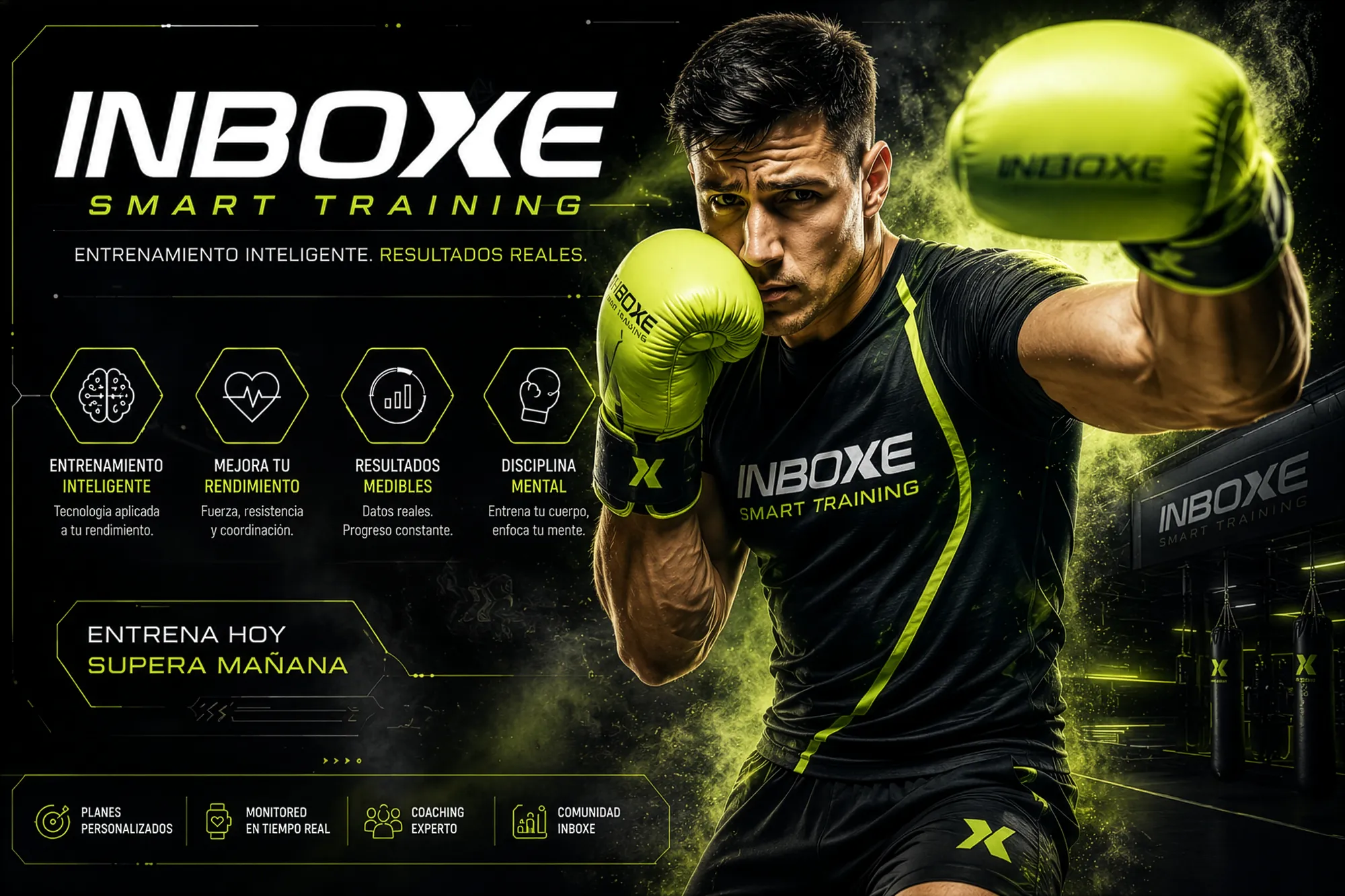 Atleta treinando com a tecnologia InBoxe Smart Training