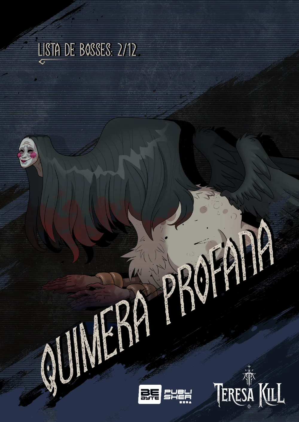 Boss Quimera Profana de Teresa Kill — criatura alada com máscara pálida